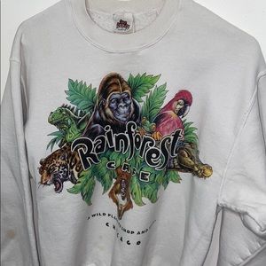 white rainforest cafe crewneck hoodie